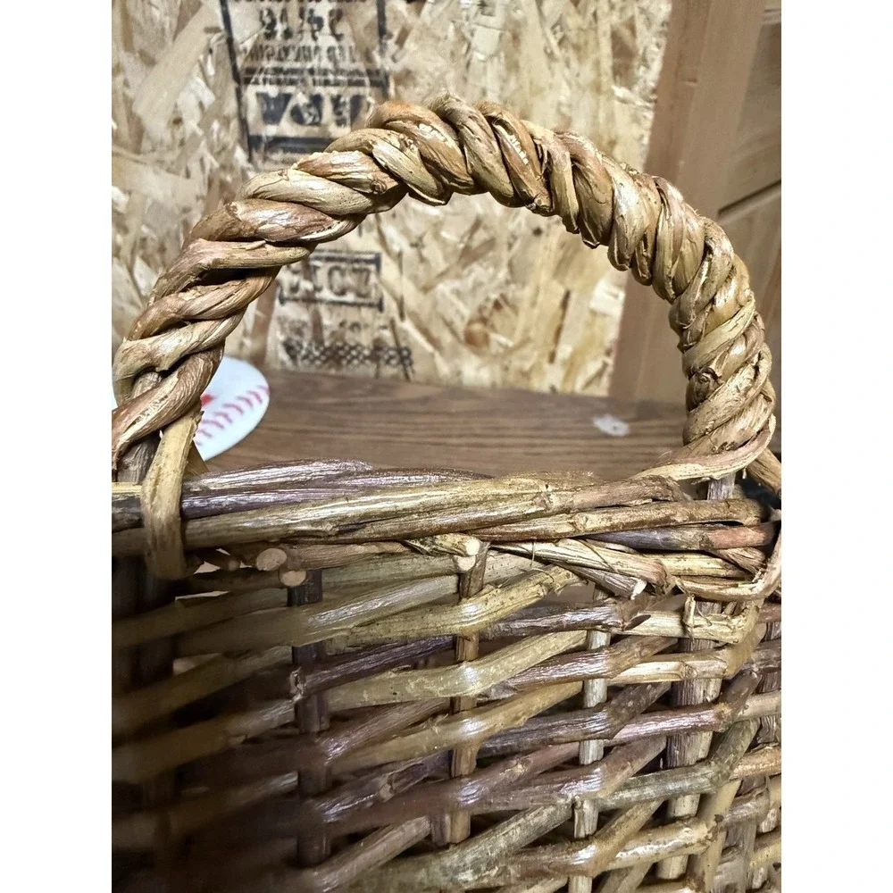 Vintage Handmade Twig Vine Basket Double Handles Rustic Primitive Decor 12